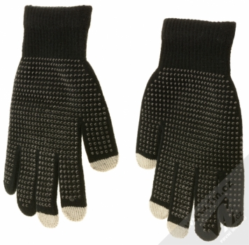 Aligator Touch Gloves Glitter pletené rukavice s cvočky pro kapacitní dotykový displej černá (black) zepředu (hřbet ruky, nebo dlaň?)