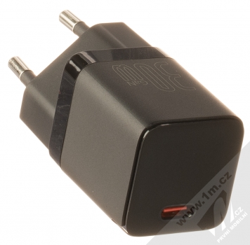 Baseus GaN3 Fast Charger nabíječka do sítě s USB Type-C výstupem 30W (CCGN010101) černá (black) zboku, výstup USB Type C