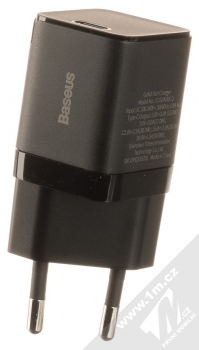 Baseus GaN3 Fast Charger nabíječka do sítě s USB Type-C výstupem 30W (CCGN010101) černá (black) zezadu
