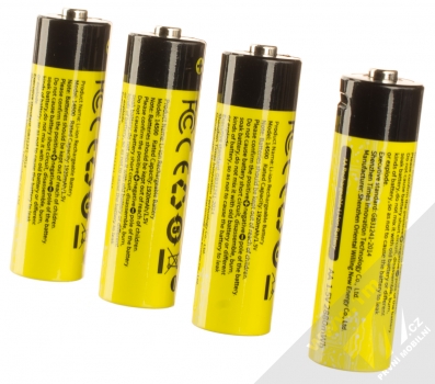 Baseus nabíjecí tužkové baterie AA 4ks s microUSB (PCWH000311) žlutá černá (yellow black) zezadu
