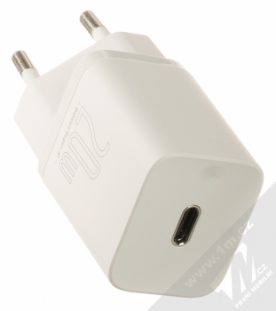 Baseus Super Si Quick Charger nabíječka do sítě s USB Type-C výstupem 20W a USB Type-C kabel s Apple Lightning konektorem (TZCCSUP-B02) bílá (white) nabíječka zboku výstup