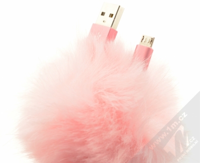 Beeyo Micro-Smart Furry Cable USB kabel s microUSB konektorem růžová (pink) detail s konektory