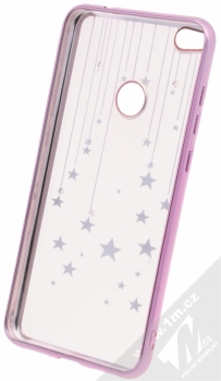 Beeyo Stars pokovený ochranný kryt pro Huawei P9 Lite (2017) růžová průhledná (pink transparent) zepředu