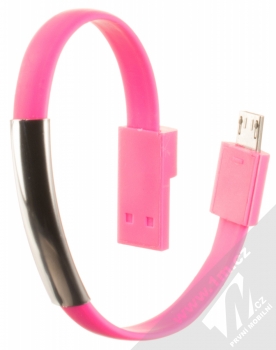 Blue Star Bracelet malý USB kabel s microUSB konektorem ve formě náramku na ruku růžová (pink)