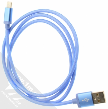 Blue Star Metal kovově opletený USB kabel s Lightning konektorem pro Apple iPhone, iPad, iPod modrá (blue) balení