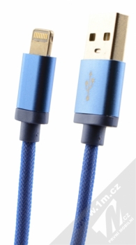 Blue Star Metal kovově opletený USB kabel s Lightning konektorem pro Apple iPhone, iPad, iPod modrá (blue)