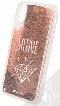 CellularLine Stardust Shine ochranný kryt s přesýpacím efektem třpytek pro Apple iPhone X zlatá (gold) animace 3