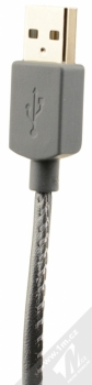 CellularLine USB Cable Executive kožený USB kabel s Apple Lightning konektorem šedá (grey) USB konektor