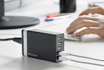 CellularLine USB Energy Station 40W nabíječka do sítě s 5x USB výstupem a 8A proudem pro mobilní telefon, mobil, smartphone, tablet černá (black)