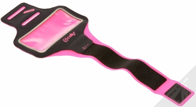 Celly Armband XL neoprénové pouzdro na paži pro mobil, mobilní telefon, smartphone do 5 černá růžová rozepnuté zepředu