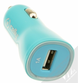 Celly USB Car Charger nabíječka do auta s USB výstupem 1A pro mobilní telefon, mobil, smartphone modrá (light blue) konektor