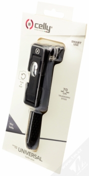 Celly Selfie Mini teleskopická tyč, držák do ruky s tlačítkem spouště přes audio konektor jack 3,5mm černá (black) krabička