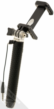 Celly Selfie Mini teleskopická tyč, držák do ruky s tlačítkem spouště přes audio konektor jack 3,5mm černá (black) zezadu