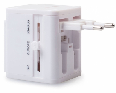 Celly UTC01 Multi Charger celosvětová nabíječka s 2x USB výstupem a redukcemi elektrických zásuvek bílá (white)