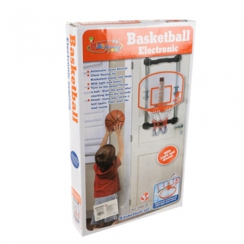 1Mcz Dětský basketbalový koš na dveře s elektronickým počítadlem včetně basketbalového míče a pumpičky oranžová průhledná (orange transparent)