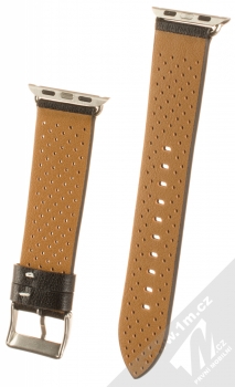 Dahase Perforated Grain Leather Strap kožený pásek na zápěstí pro Apple Watch 38mm, Watch 40mm černá (black) zezadu
