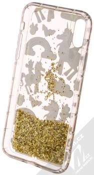 Disney Sand Minnie Mouse a Jednorožec 037 ochranný kryt s přesýpacím efektem třpytek s motivem pro Apple iPhone X, iPhone XS průhledná zlatá (transparent gold) zepředu