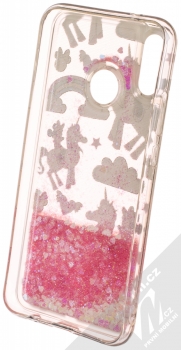 Disney Sand Minnie Mouse a Jednorožec 037 ochranný kryt s přesýpacím efektem třpytek s motivem pro Huawei P20 Lite průhledná růžová (transparent pink) zepředu