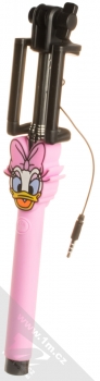 Disney Selfie Stick Daisy Duck 001 selfie tyčka s motivem a tlačítkem spouště přes audio konektor jack 3,5mm růžová (pink) složené
