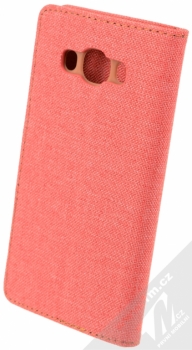 Forcell Canvas Book flipové pouzdro pro Samsung Galaxy J5 (2016) světle růžová / hnědá (light pink / camel) zezadu