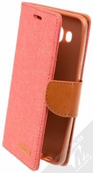 Forcell Canvas Book flipové pouzdro pro Samsung Galaxy J5 (2016) světle růžová / hnědá (light pink / camel)