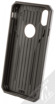 Forcell Phantom odolný ochranný kryt se stojánkem pro Apple iPhone XS Max stříbrná černá (silver black) zepředu