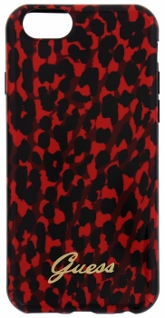 Guess Animalier Leopard TPU Case silikonový ochranný kryt pro Apple iPhone 6, iPhone 6S (GUHCP6LEORE) červená (red)
