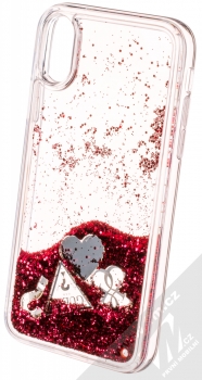 Guess Liquid Glitter Question of Heart ochranný kryt s přesýpacím efektem třpytek pro Apple iPhone X, iPhone XS (GUHCPXGLHFLRA) červená (red) animace 5