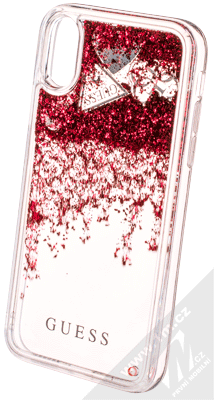 Guess Liquid Glitter Question of Heart ochranný kryt s přesýpacím efektem třpytek pro Apple iPhone X, iPhone XS (GUHCPXGLHFLRA) červená (red)