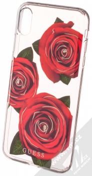 Guess Roses Hard Case ochranný kryt pro Apple iPhone XS Max (GUHCI65ROSTR) průhledná červená (transparent red)