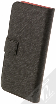 Guess Saffiano Universal Booktype M univerzální flipové pouzdro pro mobilní telefon, mobil, smartphone 4 až 4,5 (GUBKMTRO) černá (black) zezadu