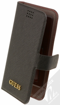 Guess Saffiano Universal Booktype M univerzální flipové pouzdro pro mobilní telefon, mobil, smartphone 4 až 4,5 (GUBKMTRO) černá (black)