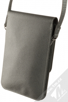 Guess Triangle Saffiano Wallet Universal univerzální pouzdro kabelka s kapsičkami (GUWBSATMGR) šedá (grey) zezadu