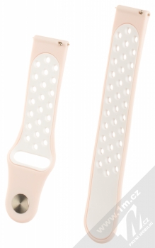 Handodo Double Color Strap silikonový pásek na zápěstí pro Samsung Galaxy Watch 42mm, Gear Sport světle růžová bílá (light pink white) zezadu