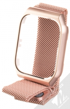 Jansin Milanese Magnetic with Case magnetický pásek z leštěného kovu na zápěstí s ochranným krytem pro Apple Watch 44mm růžově zlatá (rose gold)
