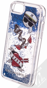 Karl Lagerfeld Captain Karl Liquid Glitter Hard Case ochranný kryt s přesýpacím efektem třpytek pro Apple iPhone 6, iPhone 6S, iPhone 7, iPhone 8 (KLHCI8KSG) tmavě modrá (navy blue) animace 1