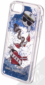 Karl Lagerfeld Captain Karl Liquid Glitter Hard Case ochranný kryt s přesýpacím efektem třpytek pro Apple iPhone 6, iPhone 6S, iPhone 7, iPhone 8 (KLHCI8KSG) tmavě modrá (navy blue) animace 3