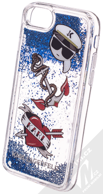 Karl Lagerfeld Captain Karl Liquid Glitter Hard Case ochranný kryt s přesýpacím efektem třpytek pro Apple iPhone 6, iPhone 6S, iPhone 7, iPhone 8 (KLHCI8KSG) tmavě modrá (navy blue)