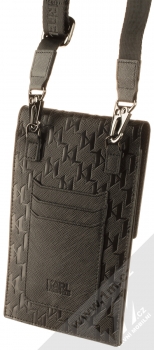 Karl Lagerfeld Monogram K/Ikonik Karl Wallet Universal univerzální pouzdro kabelka s kapsičkami (KLWBSAKHPKK) černá (black) zezadu