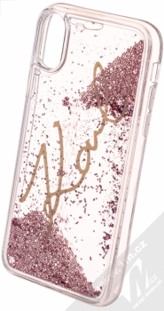 Karl Lagerfeld Signature Karl Liquid Glitter Hard Case ochranný kryt s přesýpacím efektem třpytek pro Apple iPhone X (KLHCPXSGPI) růžově zlatá (rose gold) animace 2