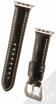 Maikes Crocodile Leather Strap kožený pásek na zápěstí pro Apple Watch 42mm černá (black)