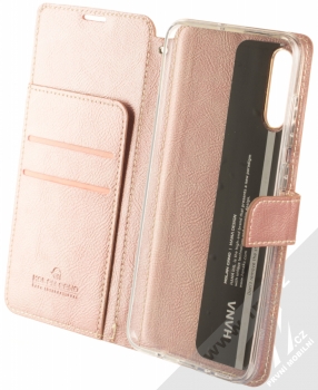 Molan Cano Issue Diary flipové pouzdro pro Samsung Galaxy A70 růžově zlatá (rose gold) otevřené