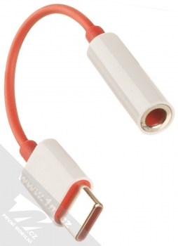 OnePlus originální audio adaptér z USB Type-C na Jack 3,5mm bílá červená (white red) konektory