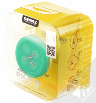 Remax RM-C10 magnetický držák do mřížky ventilace v automobilu pro mobilní telefon, mobil, smartphone, tablet bílo zelená (white mint) krabička