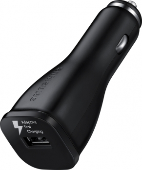 Samsung EP-LN915UB originální nabíječka do auta Adaptive Fast Charging s USB výstupem 1,67A/2A + Samsung ECB-DU4EBE USB kabel s microUSB konektorem černá (black) nabíječka zepředu