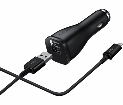 Samsung EP-LN915UB originální nabíječka do auta Adaptive Fast Charging s USB výstupem 1,67A/2A + Samsung ECB-DU4EBE USB kabel s microUSB konektorem černá (black)