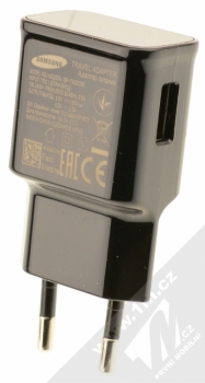 Samsung EP-TA20EBE originální nabíječka Adaptive Fast Charging s USB výstupem 1,67A/2A a Samsung ECB-DU4EBE USB kabel s microUSB konektorem černá (black) nabíječka zezadu