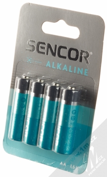 Sencor SBA LR6 4BP AA ALK alkalické tužkové baterie AA LR06 4ks tyrkysová tmavě šedá (turquoise dark grey) krabička