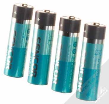 Sencor SBA LR6 4BP AA ALK alkalické tužkové baterie AA LR06 4ks tyrkysová tmavě šedá (turquoise dark grey)