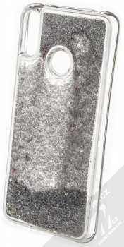 Sligo Liquid Glitter Full ochranný kryt s přesýpacím efektem třpytek pro Huawei Y7 (2019) stříbrná (silver) zezadu